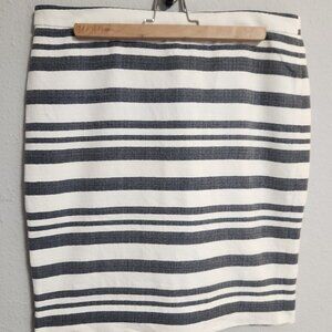 J Crew | White Ivory Navy Stripe Pencil Skirt 8